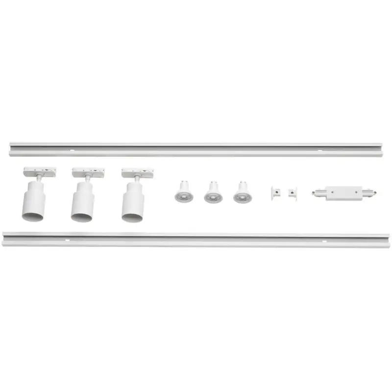 PURI 2.0 kit pour rail 1 allumage, 2 rails 1m, 3 spots, 1 connecteur, 2 embouts, blanc