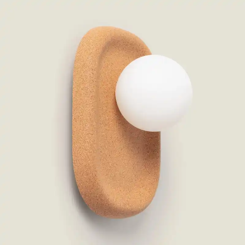 Applique bois uncurvé boule blanche culot g9