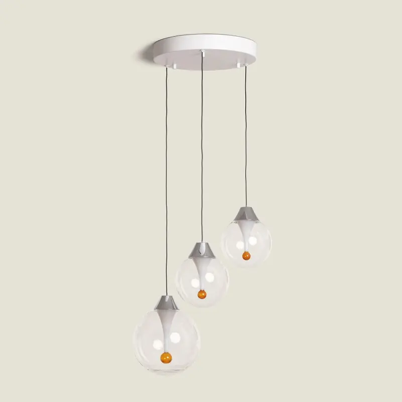 Suspension led 30w-2000lm-boule verre art déco et métal blanc