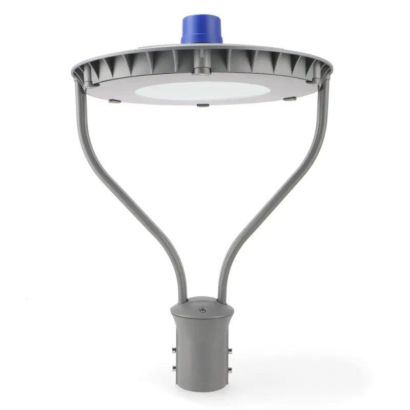 Tête lampadaire mat droit led 50w-4500 lumens gris capteur crépusculaire automatique
