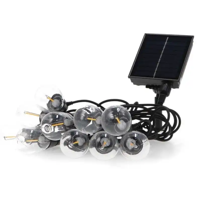 Guirlande 10 ampoules solaire LED 6,5m extérieur IP54-2700k