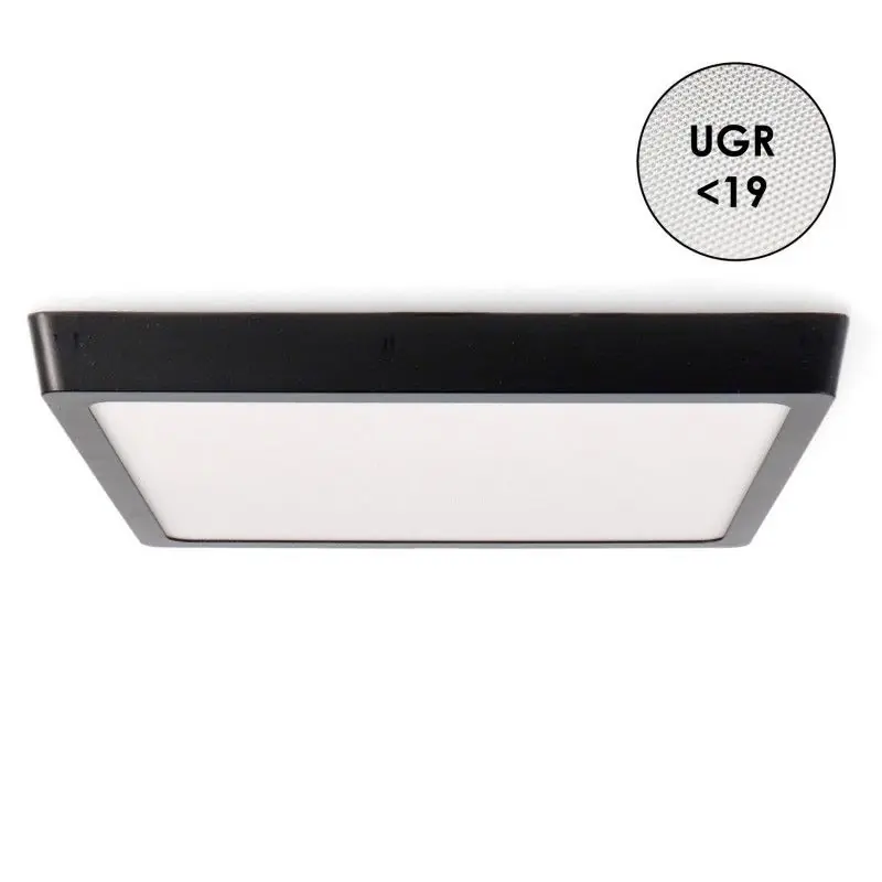 Plafonnier led cct carre noir 12w-17x17cm