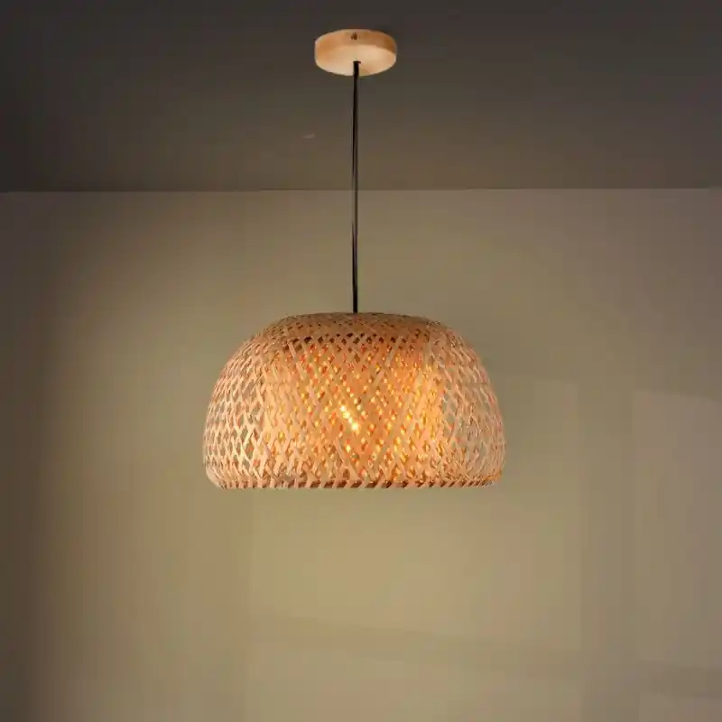 Suspension rotin luminaire naturel 370X220mm culot e27