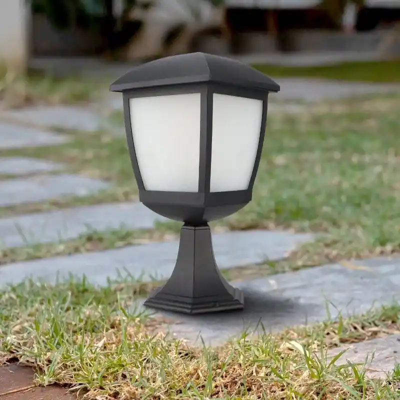 Borne potelet exterieur lanterne 28cm noire culot e27