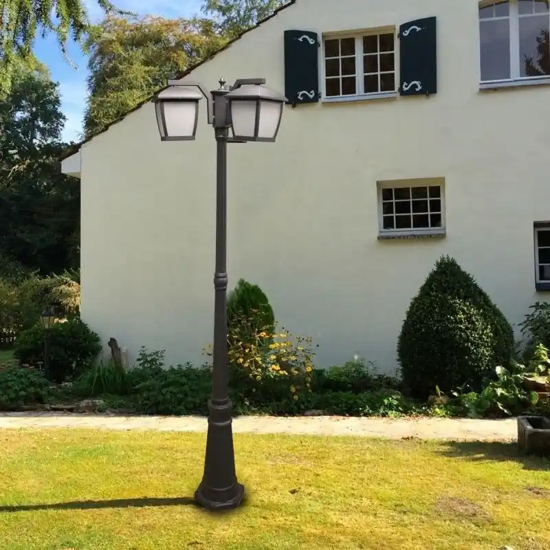 Lampadaire exterieur lanterne 200cm noir 3xculot e27