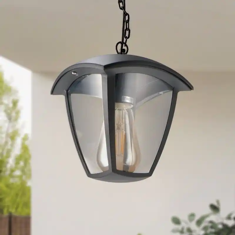 Suspension exterieur lanterne ip44 20cm noire culot e27