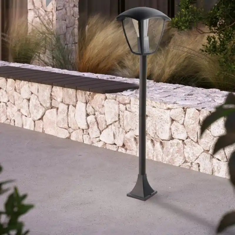 Borne potelet exterieur lanterne 90cm noire culot e27