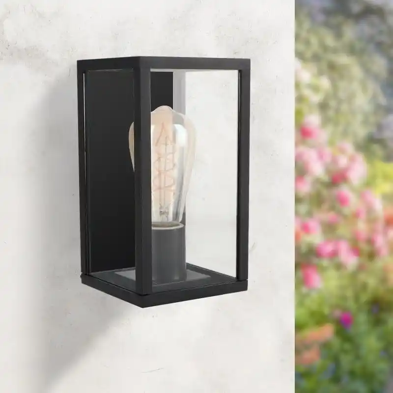 Applique murale exterieur lanterne moderne noire culot e27