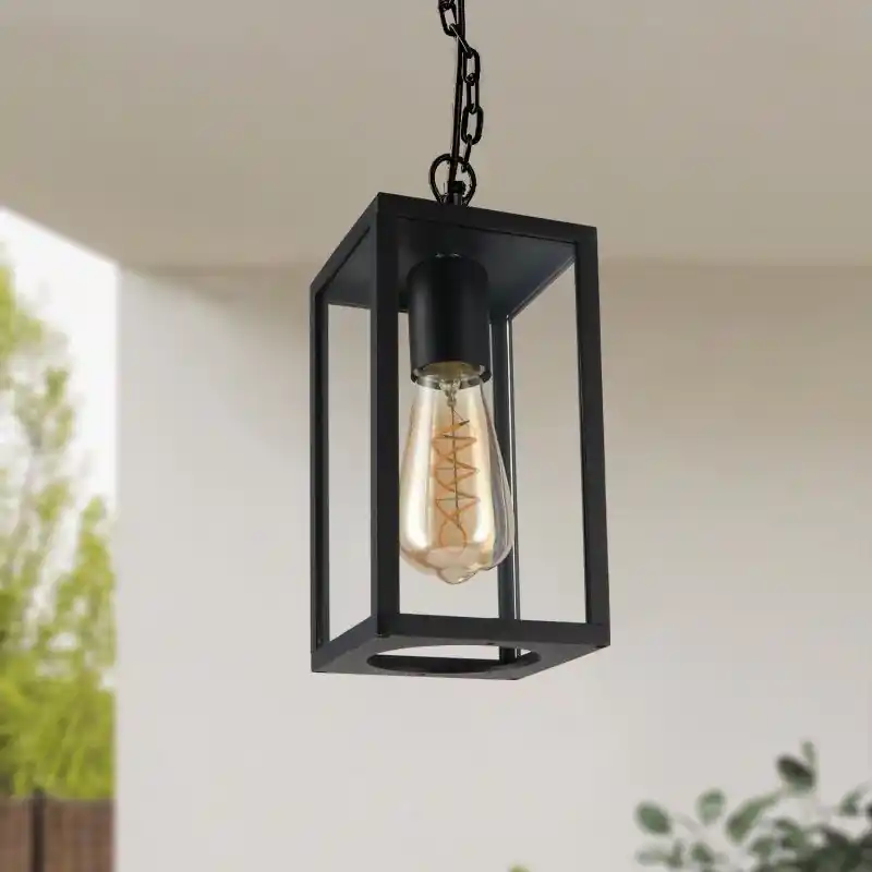 Suspension exterieur lanterne ip44-22cm noire culot e27