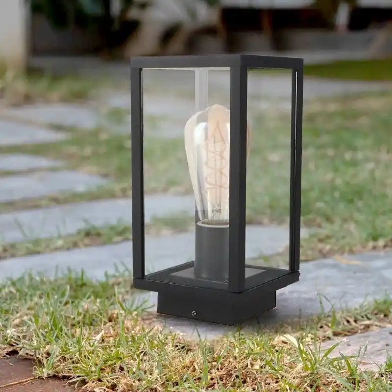 Borne potelet exterieur lanterne 25cm noire culot e27