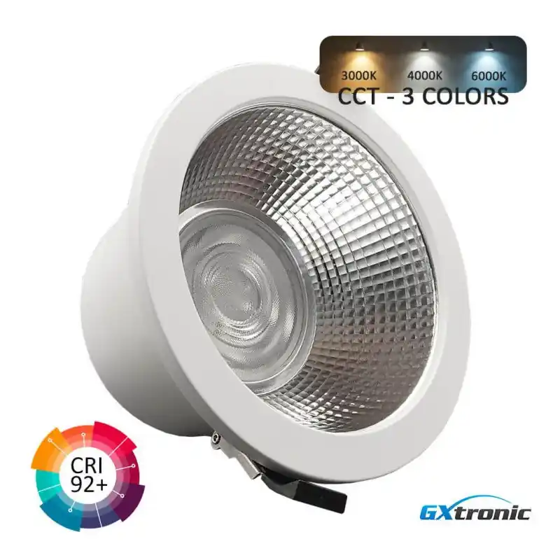 Encastrable led 30w sélectionneur de teintes cct-irc92-ip65-coupe 145mm