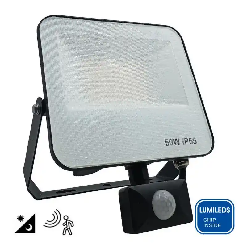 Projecteur led détecteur de mouvement pir-50w-6200 lumens 4000k