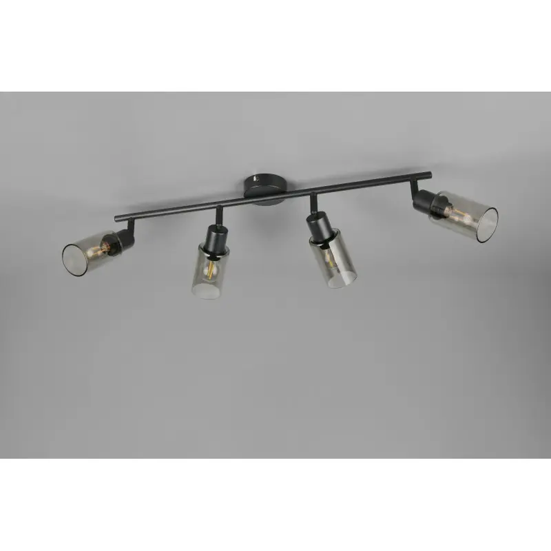 TRIO Spot intérieur noir mat et verre MARS 4 spots orientables