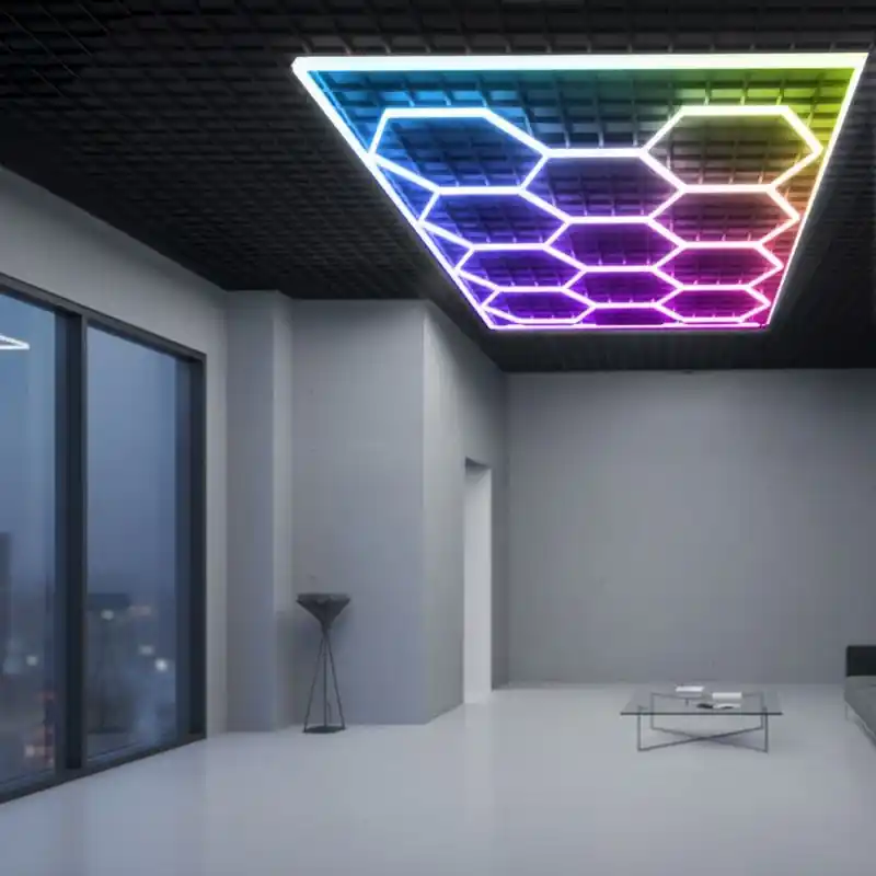 Kit led rgb nid d‘abeille hexagonale détailing showroom garage exposition