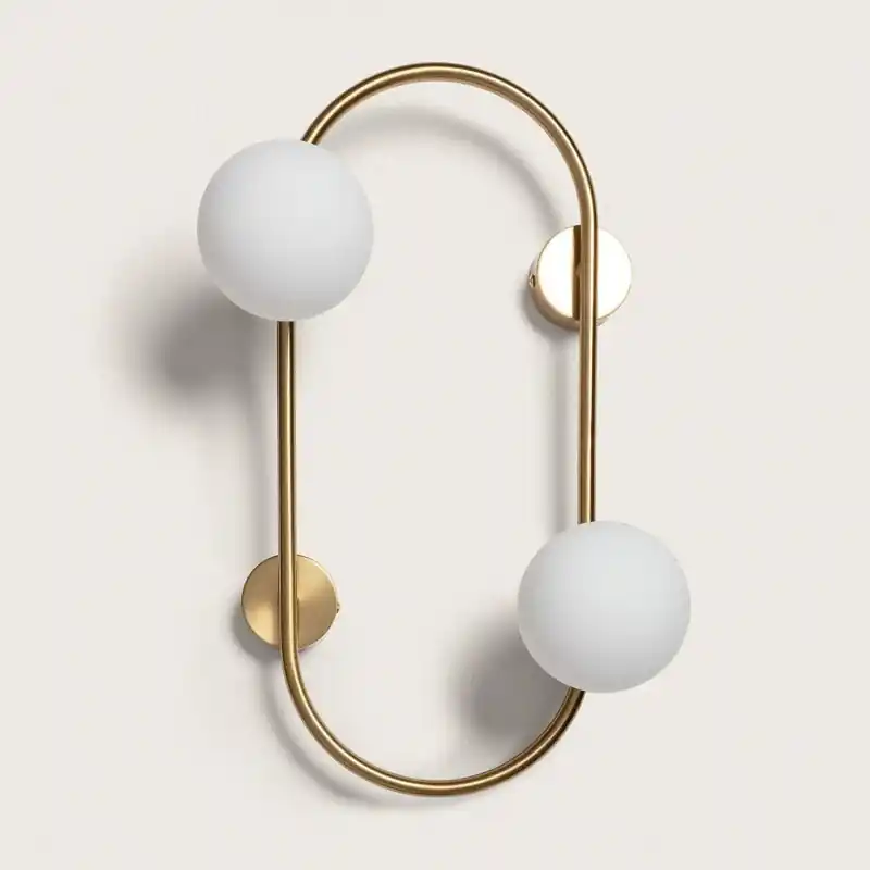 Applique double boules blanche et métal doré