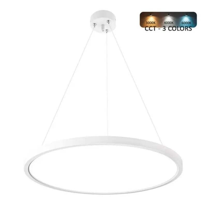 Suspension led 48w-cercle anneaux blanc-cct-3000k-4000k-6000k