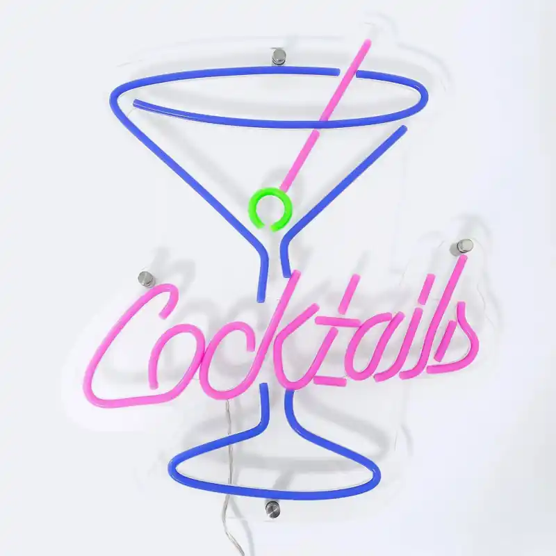 Enseigne lampe néon led cocktails avec télécommande