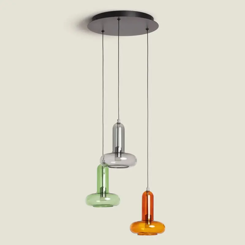 Suspension led 15w-750lm-triple verres art déco