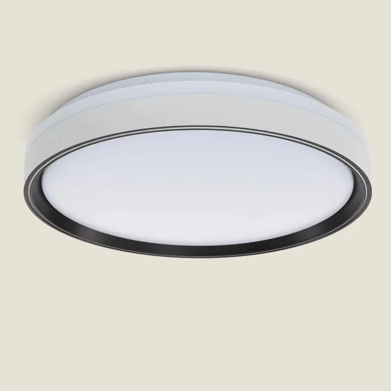 Plafonnier led cct 24w rond 40cm blanc et noir saillie 2700lm