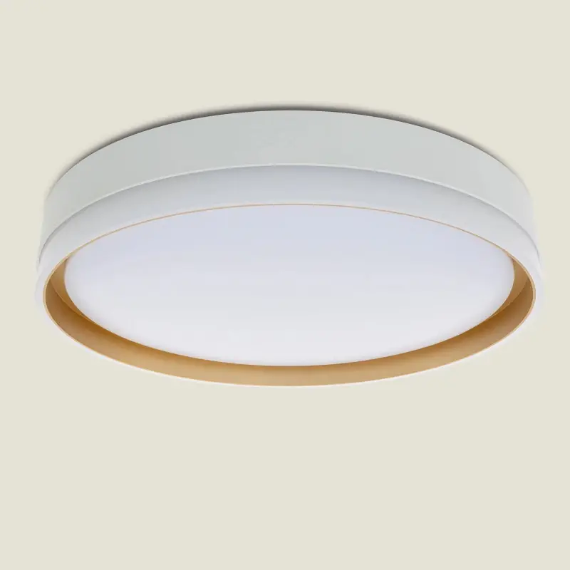 Plafonnier led cct 24w rond 40cm blanc et doré saillie 2700lm