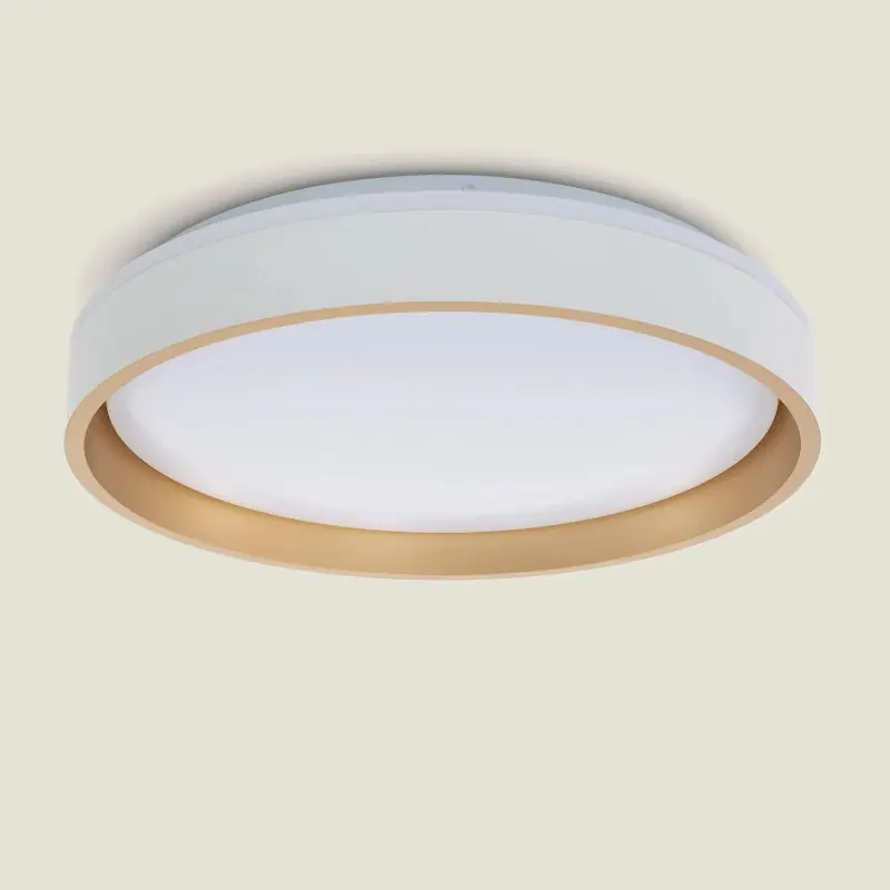 Plafonnier led cct 24w rond 40cm blanc et doré saillie 2700lm