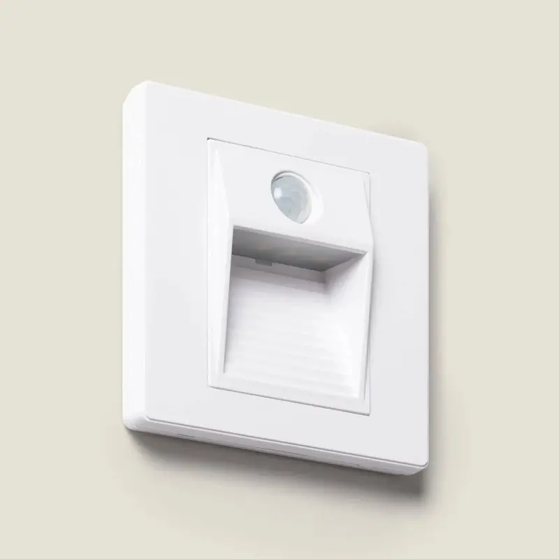 Balise détecteur de présence 1w-230v-escalier mur encastrable blanc pir
