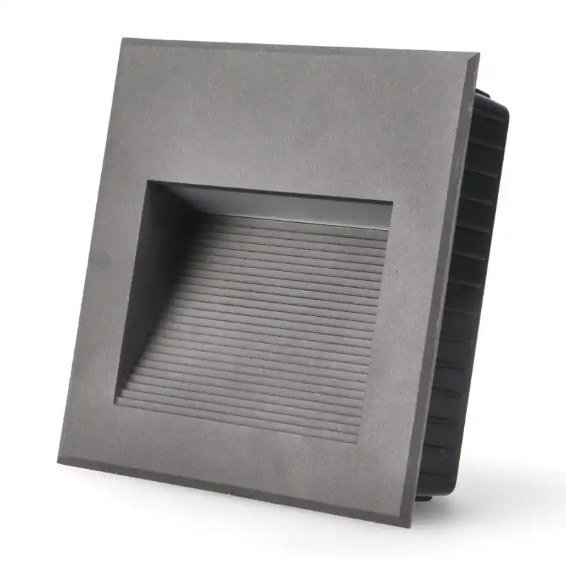 Eclairage encastrable mural exterieure balisage 10w led-800lm-carré noir