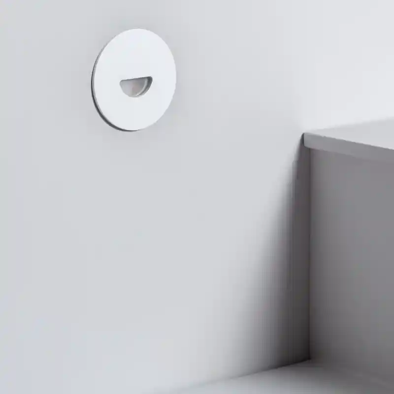 Spot balisage 2w LED rond escalier mur encastrable blanc