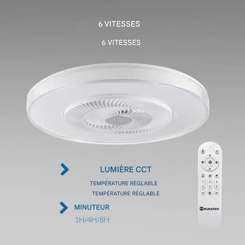 Plafonnier ventilateur led 42w cct diamètre 50cm