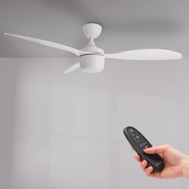 Ventilateur de plafond led 18w cct 3 pales blanc diamètre 132cm