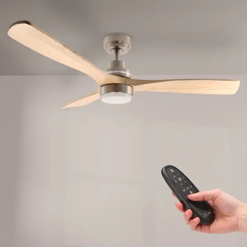 Ventilateur de plafond led 18w cct 3 pales bois diamètre 132cm