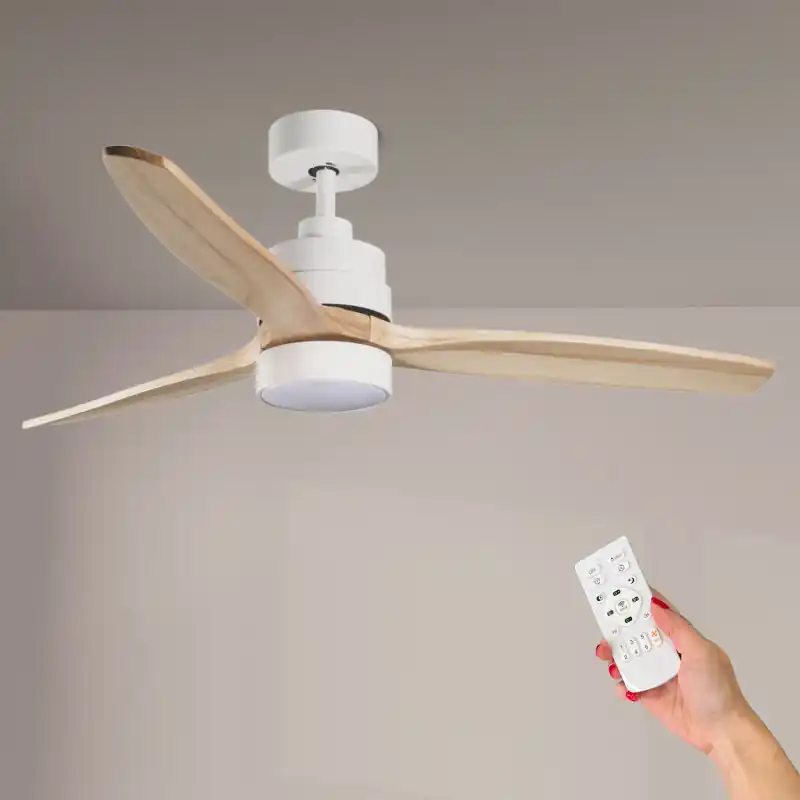 Ventilateur de plafond led 18w cct 3 pales bois diamètre 132cm