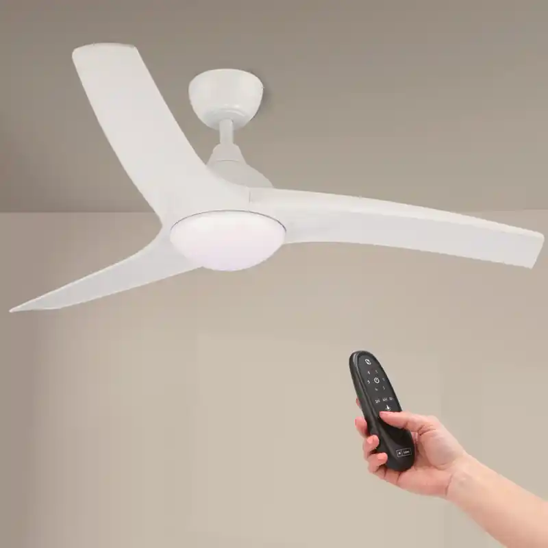 Ventilateur de plafond led 24w cct 3 pales blanc diamètre 132cm