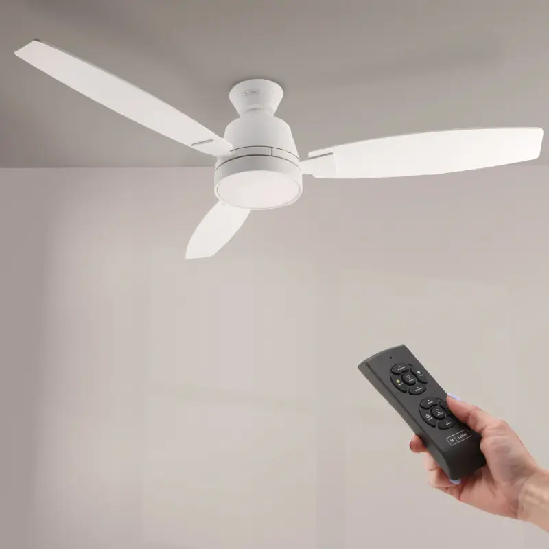 Ventilateur de plafond led 18w cct 3 pales bois diamètre 132cm