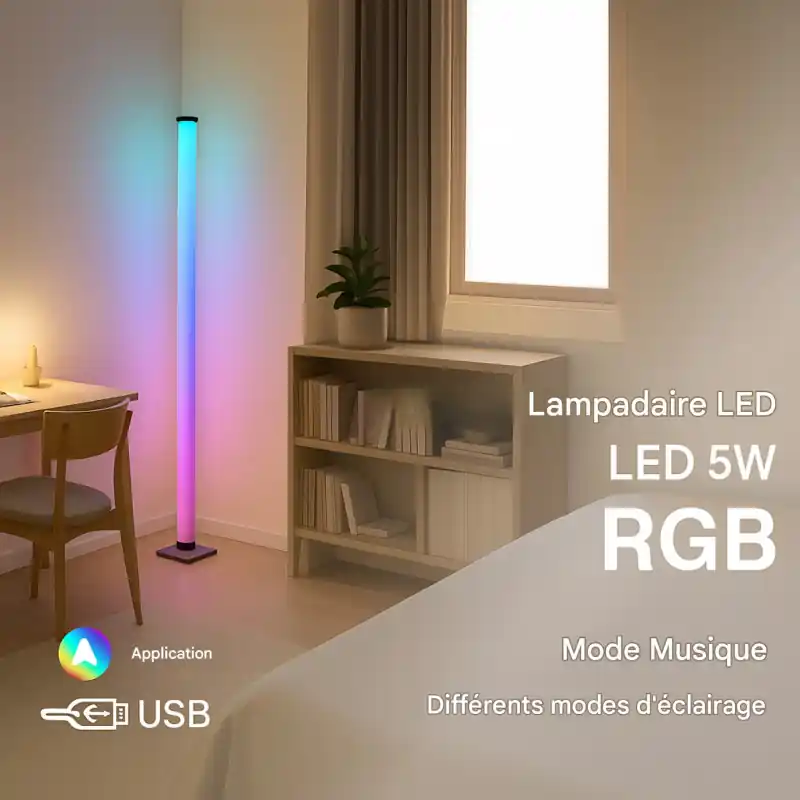 Lampadaire Rgbic Avec Télécommande Et Application smartphone mode musique