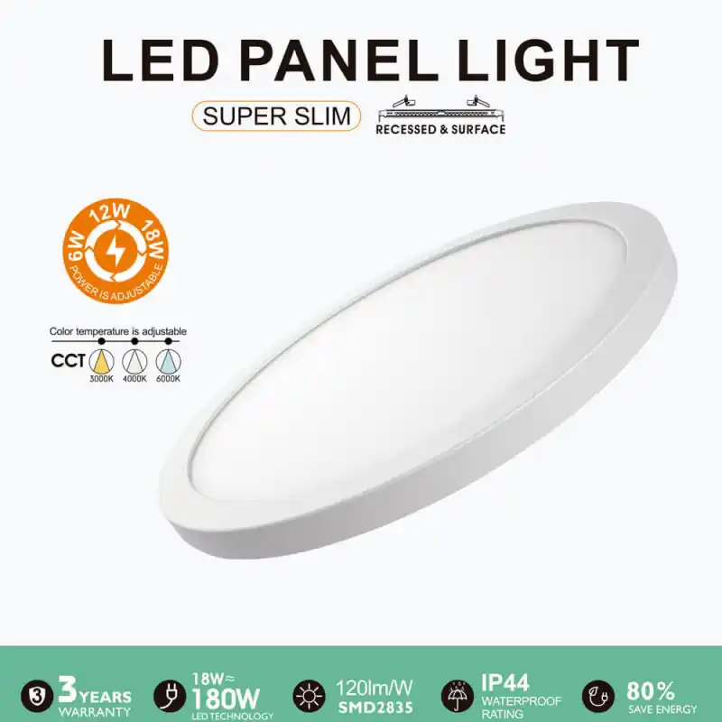 Encastrable plafonnier led cct ajustable-6-12-18w