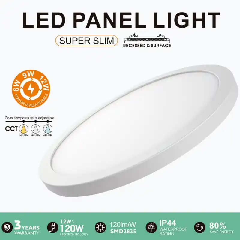 Encastrable plafonnier led cct ajustable-6-9-12w-ip44