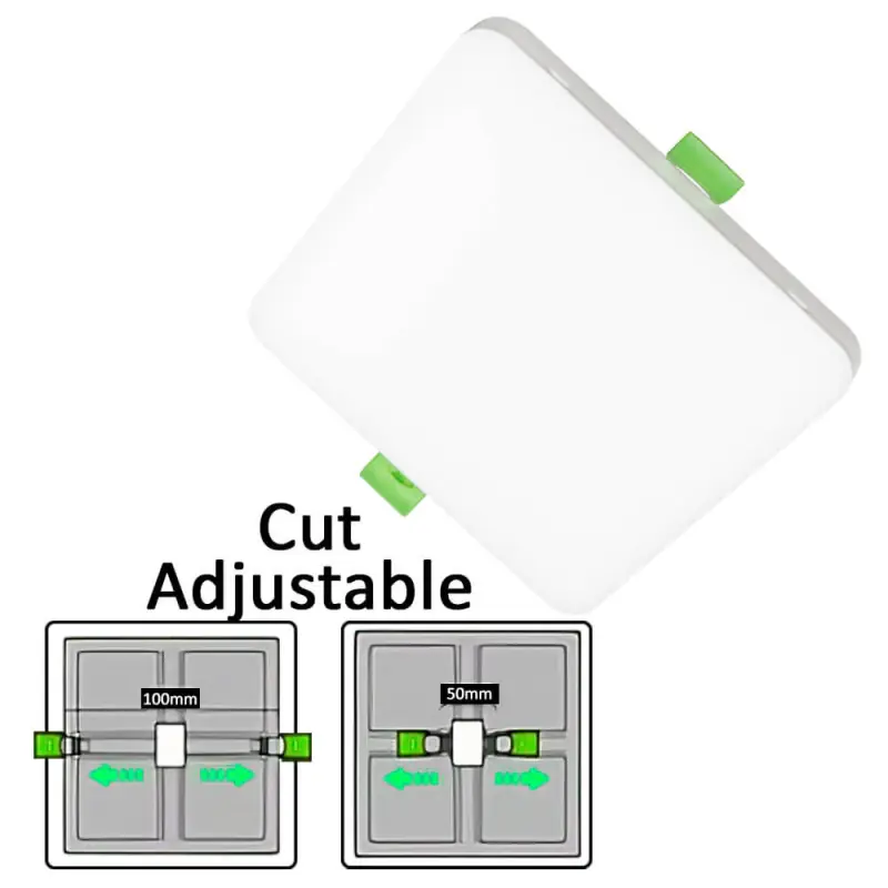 Encastrable led carré 4cct ajustable 50-100mm-6-9-12w