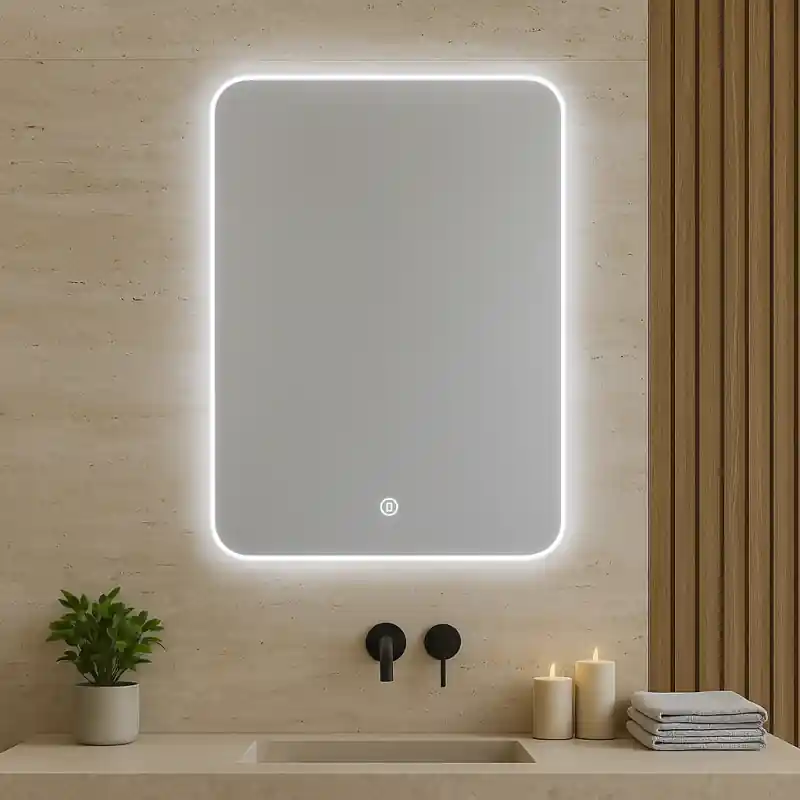 Miroir salle de bain led 18w cct rectangulaire 50x70cm