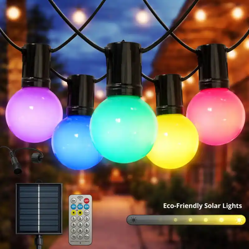 Guirlande led solaire 10 ampoules 6m couleurs rgbw