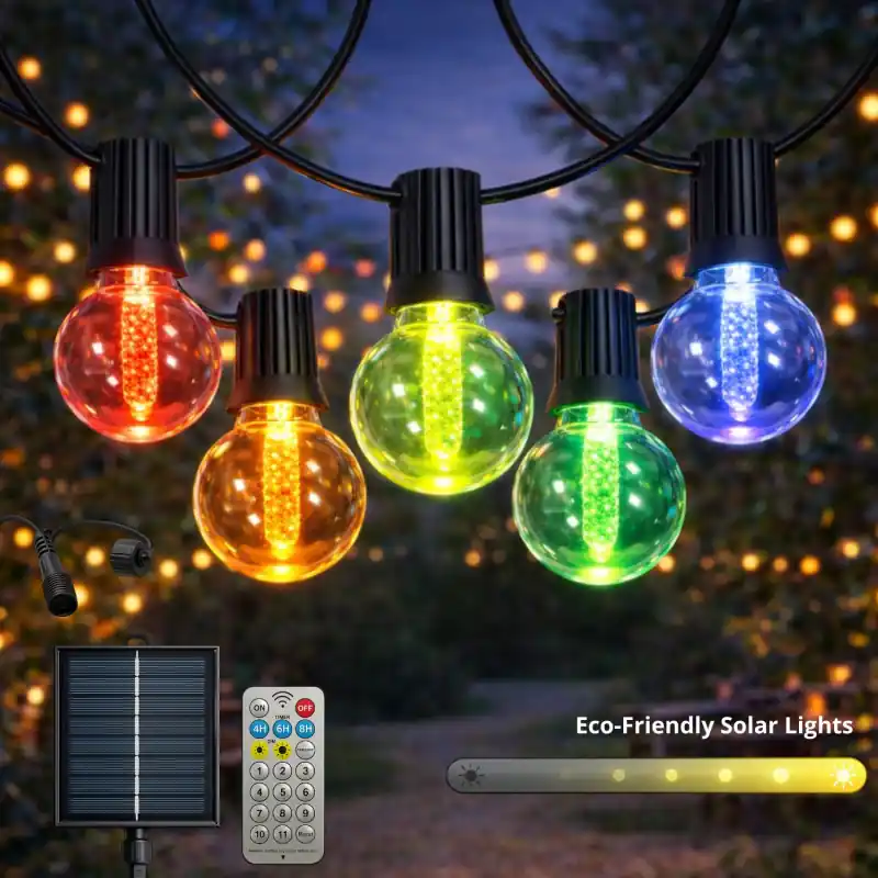 Guirlande led solaire 15 ampoules 7.5m couleurs rgbw
