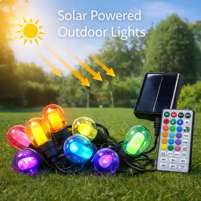Guirlande led solaire 10 ampoules 8m couleurs rgbw