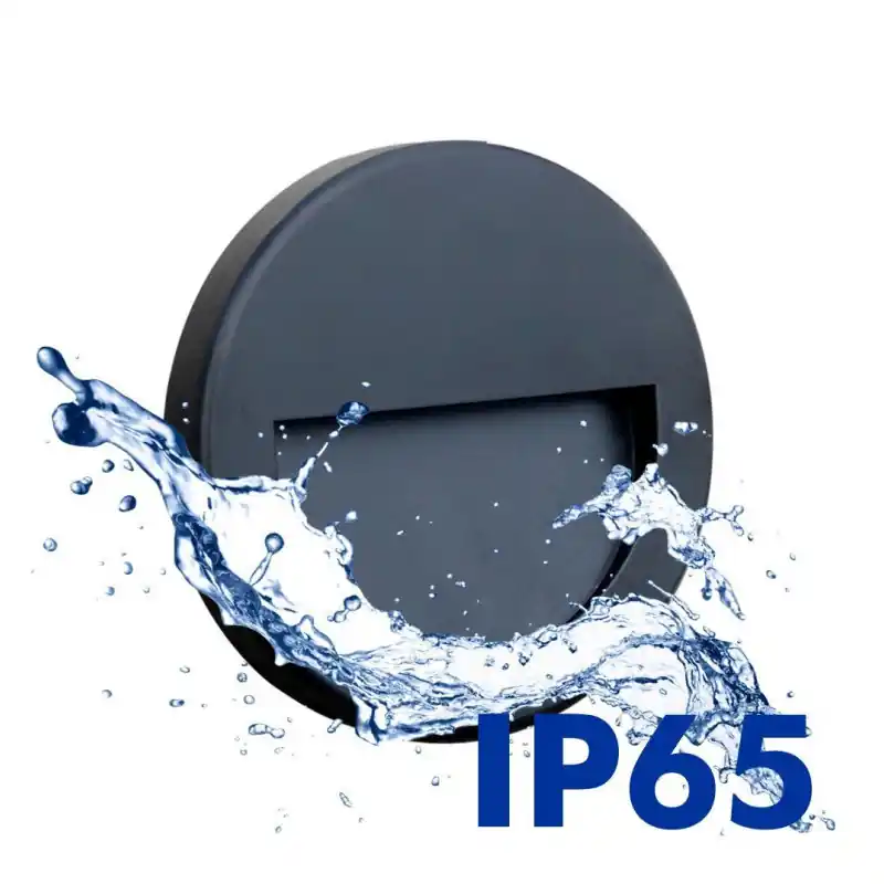 Applique murale led extérieure balisage ip65 rond noir