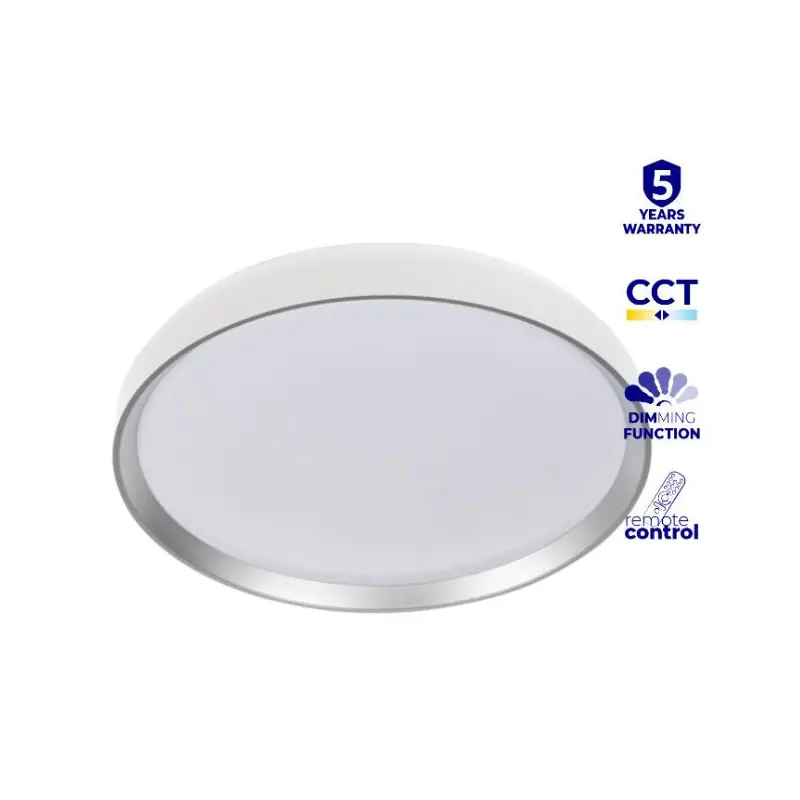 Plafonnier led blanc et gris 48cm LIXAN 65w cct-2240 lm télécommande ir