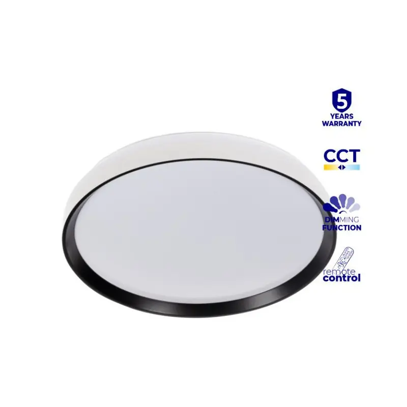 Plafonnier blanc et noir led 38cm LIXAN 47w cct-1575lm télécommande ir