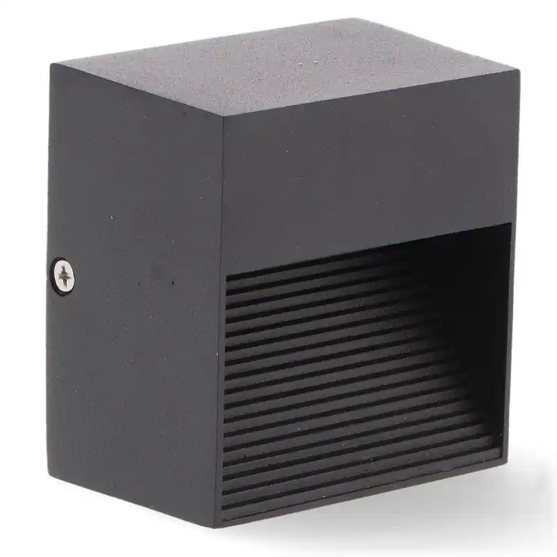 Eclairage mural exterieure balisage 3w led-250lm-carré noir