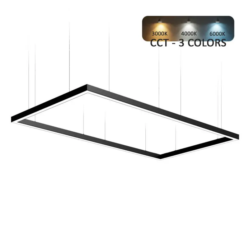 Suspension aluminium profilé led 220w barre cadre noir xxl 150x180cm