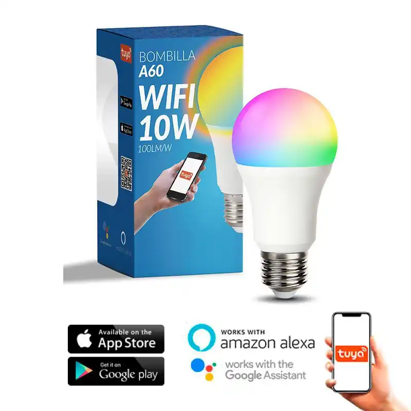 Ampoule Led wifi connecté-e27-10w-rgb+cct amazon alexa google
