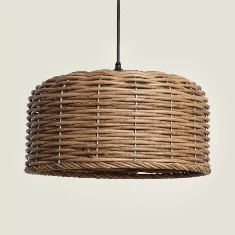 Suspension luminaire rotin 40cm suspendu culot e27