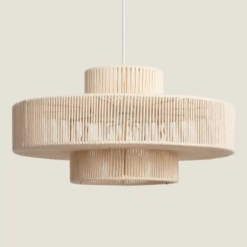Suspension luminaire métal et corde 50cm suspendu culot e27